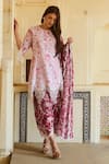 Buy_Sage Saga_Red Lawn Cotton Printed Elephant Round Raasa Kurta _Online_at_Aza_Fashions