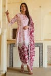 Shop_Sage Saga_Red Lawn Cotton Printed Elephant Round Raasa Kurta _Online_at_Aza_Fashions