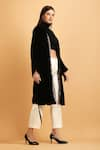 Shop_LABEL IVISH_Black Velvet Plain Open Neck Kimono Wrap Tunic Trouser Set  _Online_at_Aza_Fashions