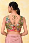 Shop_Nazaakat by Samara Singh_Multi Color Silk Woven Bloom Zari V Neck Blouse_at_Aza_Fashions