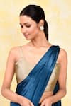 Buy_Nazaakat by Samara Singh_Beige Taffeta Silk Solid Round Neck Blouse_Online_at_Aza_Fashions