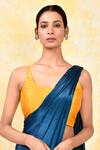 Buy_Nazaakat by Samara Singh_Yellow Taffeta Silk Solid Round Deep Back Blouse_Online_at_Aza_Fashions