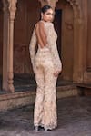 Shop_DiyaRajvvir_Beige Tulle Embellished Sequins Round Neck And Crystal Jumpsuit _at_Aza_Fashions