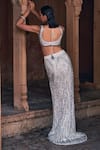 Shop_DiyaRajvvir_Ivory Tulle Embroidery Sequins Scoop Neck Blouse With Slit Skirt _at_Aza_Fashions