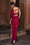 Shop_DiyaRajvvir_Red Tulle Embroidery Sequins Sweetheart Pre-draped Skirt Saree With Blouse _at_Aza_Fashions