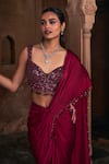 DiyaRajvvir_Red Tulle Embroidery Sequins Sweetheart Pre-draped Skirt Saree With Blouse _Online_at_Aza_Fashions