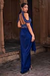 Shop_DiyaRajvvir_Blue Tulle Embroidery Sequins Halter Pre-draped Skirt Saree With Crystal Blouse _at_Aza_Fashions