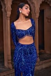 Buy_DiyaRajvvir_Blue Tulle Embroidery Sequins Sweetheart Neck Tonal Blouse With Skirt _Online_at_Aza_Fashions