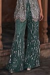 DiyaRajvvir_Green Tulle Embroidery Sequins Paan Neck Peplum Kurta Sharara Set _Online_at_Aza_Fashions