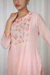 Buy_Beige_Pink Kurta Pure Mul Chanderi Embroidered Floral Yoke Pant Set _Online_at_Aza_Fashions