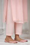 Shop_Beige_Pink Kurta Pure Mul Chanderi Embroidered Floral Yoke Pant Set _Online_at_Aza_Fashions