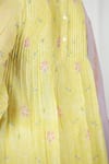 Beige_Yellow Kurta Pure Mul Chanderi Printed Floral Round Pattern Pant Set _Online_at_Aza_Fashions