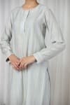 Buy_Beige_Grey Kurta Pure Mul Chanderi Embroidered Stitched Pattern Neck And Pant Set _Online_at_Aza_Fashions