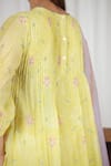 Beige_Yellow Kurta Pure Mul Chanderi Printed Floral Round Pattern And Pant Set _Online_at_Aza_Fashions