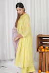 Buy_Beige_Yellow Kurta Pure Mul Chanderi Printed Floral Round Pattern And Pant Set _Online_at_Aza_Fashions