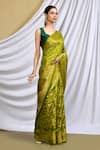 Khwaab by Sanjana Lakhani_Green Silk Woven Banarasi Saree With Running Blouse_Online_at_Aza_Fashions
