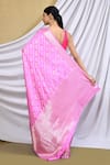 Shop_Khwaab by Sanjana Lakhani_Pink Silk Woven Banarasi Floral Geometric Pattern Saree With Running Blouse_at_Aza_Fashions