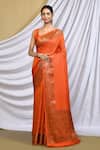Buy_Khwaab by Sanjana Lakhani_Peach Silk Woven Banarasi Saree With Running Blouse_at_Aza_Fashions