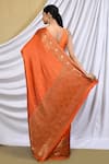 Shop_Khwaab by Sanjana Lakhani_Peach Silk Woven Banarasi Saree With Running Blouse_at_Aza_Fashions