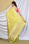 Shop_Khwaab by Sanjana Lakhani_Multi Color Silk Woven Banarasi Floral Pattern Saree With Running Blouse_at_Aza_Fashions
