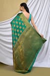 Shop_Khwaab by Sanjana Lakhani_Green Silk Woven Floral Butti Saree With Running Blouse_at_Aza_Fashions