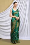 Khwaab by Sanjana Lakhani_Green Silk Woven Floral Butti Saree With Running Blouse_Online_at_Aza_Fashions