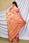 Shop_Khwaab by Sanjana Lakhani_Pink Silk Woven Floral Pattern Saree With Running Blouse_at_Aza_Fashions