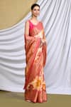 Khwaab by Sanjana Lakhani_Pink Silk Woven Floral Pattern Saree With Running Blouse_Online_at_Aza_Fashions
