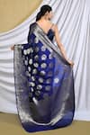 Shop_Khwaab by Sanjana Lakhani_Blue Silk Woven Banarasi Saree With Running Blouse_at_Aza_Fashions