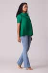 Buy_Scarlet Sage_Green 100% Polyester Plain Turtle Neck Hazel Pleated Top  _Online_at_Aza_Fashions