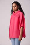 Buy_Scarlet Sage_Pink 100% Polyester Plain Turtle Neck Sloane Batwing Sleeve Top  _Online_at_Aza_Fashions