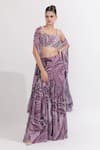 OMAL SINDWANI_Purple Georgette Printed Marble Round Cape Gharara Set _Online_at_Aza_Fashions