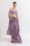 Buy_OMAL SINDWANI_Purple Georgette Printed Marble Round Cape Gharara Set _Online_at_Aza_Fashions