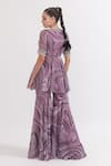 Shop_OMAL SINDWANI_Purple Georgette Printed Marble V Neck Kurta And Gharara Set _at_Aza_Fashions