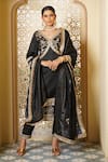 Buy_Monk & Mei_Black Bengaluru And Cotton Brocade Ghazal Musk Bloom Kurta Pant Set _at_Aza_Fashions