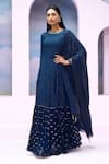 Buy_Silky Bindra x AZA_Blue Georgette Embroidered Soraya Gathered Anarkali With Tasseled Dupatta_at_Aza_Fashions