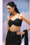 Buy_Silky Bindra x AZA_Black Georgette Embroidered Sequins Kylo Pre-draped Saree With Ruched Blouse _Online