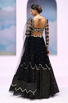 Silky Bindra x AZA_Black Soft Net Embroidered Beads Square Esra Cloud Patch Lehenga Set_Online_at_Aza_Fashions