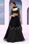 Buy_Silky Bindra x AZA_Black Soft Net Embroidered Beads Square Esra Cloud Patch Lehenga Set