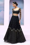 Buy_Silky Bindra x AZA_Black Soft Net Embroidered Beads Square Esra Cloud Patch Lehenga Set_Online