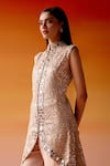 Shop_Twenty Nine_Pink Tissue Embellished Mirror Mandarin Long Asymmetric Embroidered Jacket _Online_at_Aza_Fashions