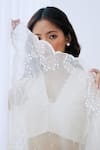 Lavanya Ahuja_Ivory Silk Organza Embroidered Sequins Cape _Online_at_Aza_Fashions