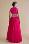 Shop_Keith Gomes_Pink Silk Organza Embroidery Cutdana Round Sequin Embellished Blouse And Skirt Set _at_Aza_Fashions