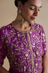 Buy_Keith Gomes_Purple Silk Organza Embroidery Thread Sequin Work Kurta And Palazzo Set _Online_at_Aza_Fashions