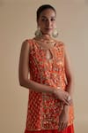 Shop_Keith Gomes_Orange Silk Organza Embellished Sequin Keyhole Kurta Palazzo Set _Online_at_Aza_Fashions