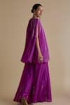 Shop_Keith Gomes_Purple Silk Organza Embroidery Thread Floral Panelled Kurta And Palazzo Set _at_Aza_Fashions