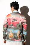 Shop_Mr. Ajay Kumar_Multi Color Cotton Satin Lycra Printed Heritage Sinhagarh Bomber Jacket _at_Aza_Fashions