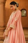 Buy_Sheetal Batra_Pink Anarkali Silk Chanderi Embroidered Kashmiri Tilla V Neck Fajr Salwar Set 