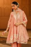 Shop_Sheetal Batra_Pink Anarkali Silk Chanderi Embroidered Kashmiri Tilla V Neck Fajr Salwar Set 