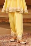 Sheetal Batra_Yellow Anarkali Silk Chanderi Embroidered Kashmiri Faria Short Salwar Set _Online_at_Aza_Fashions